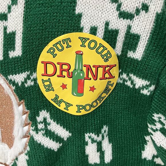 Holliday’s XXL Mens Ugly Christmas Sweater Santa Llama Presents Drink Pocket New - Picture 3 of 7